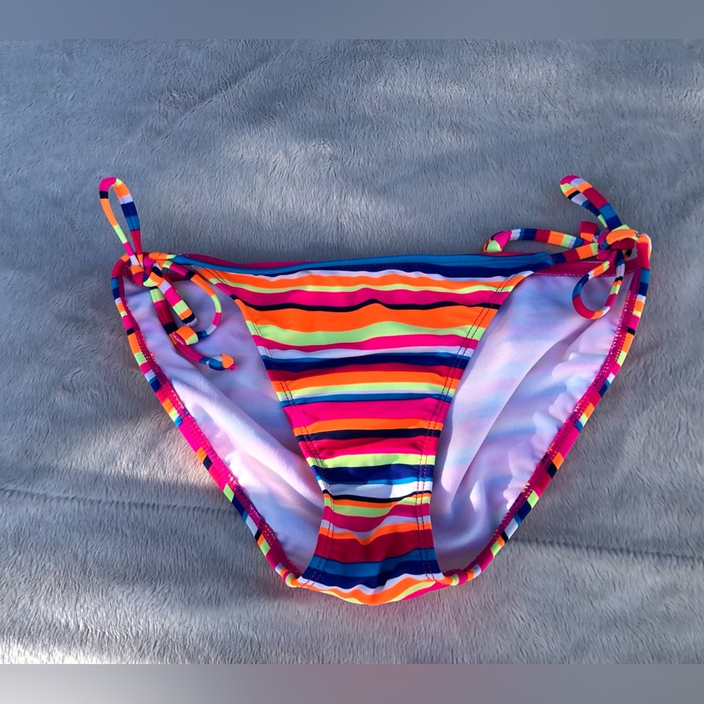 Old Navy bikini bottom size small multi color bright striped side ties NWT